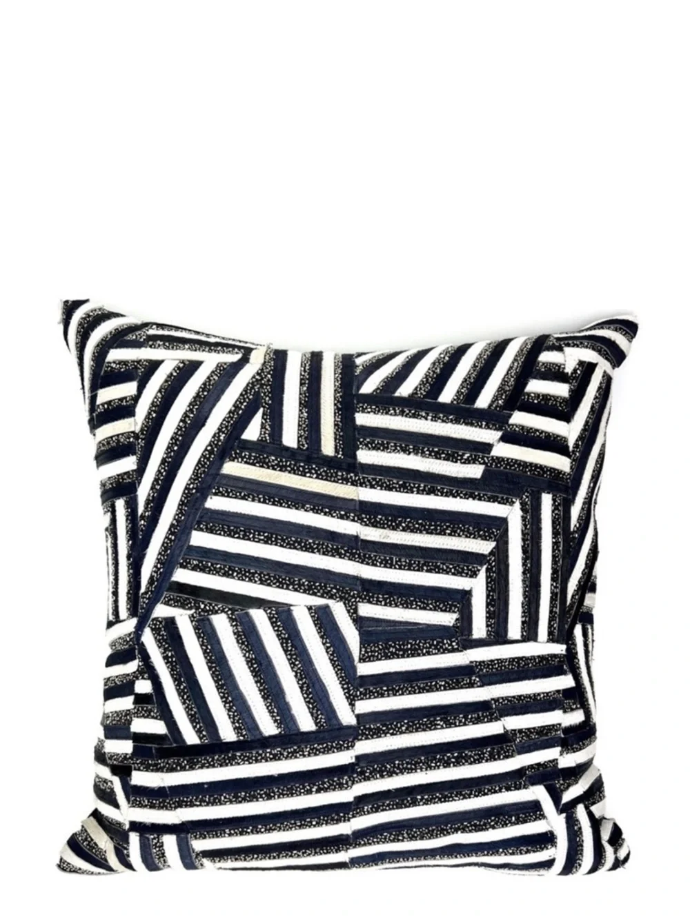 Callisto Home Decorative Throw Pillow Beaded Hyde Fur Blue Cream White New